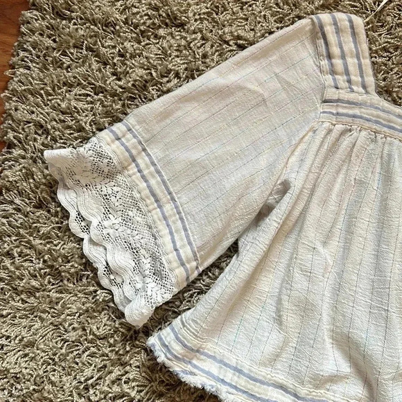 FreePeople Cottagecore Boho Romantic Fairy Whimsigoth Square NeckLace Blouse SzS - Picture 9 of 11